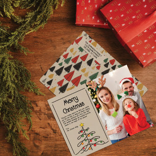 Vintage Trees Charm: Merry Christmas Photo Holiday Postcard