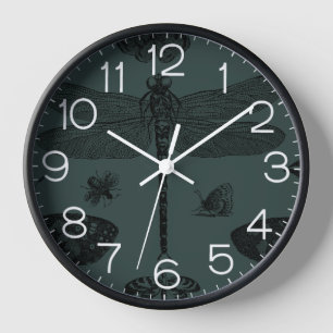 Vintage Trendy Butterflies Dragonfly Bee Fall Clock