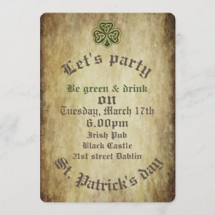 Vintage trendy grundge Irish shamrock Invitation