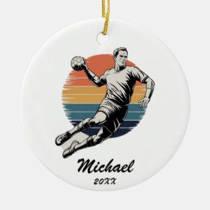 Vintage Trendy Modern Handball Player Personalized Ceramic Ornament