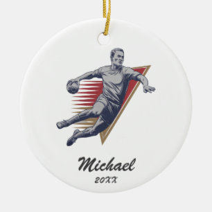 Vintage Trendy Modern Handball Player Personalized Ceramic Ornament