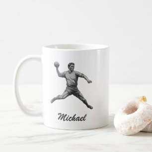 Vintage Trendy Modern Handball Player Personalized Coffee Mug