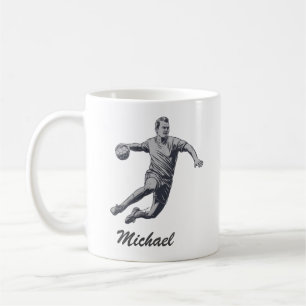 Vintage Trendy Modern Handball Player Personalized Coffee Mug
