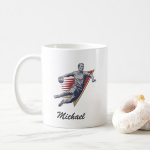 Vintage Trendy Modern Handball Player Personalized Coffee Mug