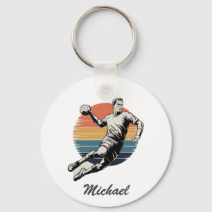 Vintage Trendy Modern Handball Player Personalized Keychain