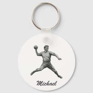 Vintage Trendy Modern Handball Player Personalized Keychain