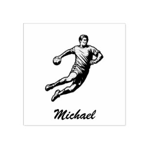 Vintage Trendy Modern Handball Player Personalized Rubber Stamp