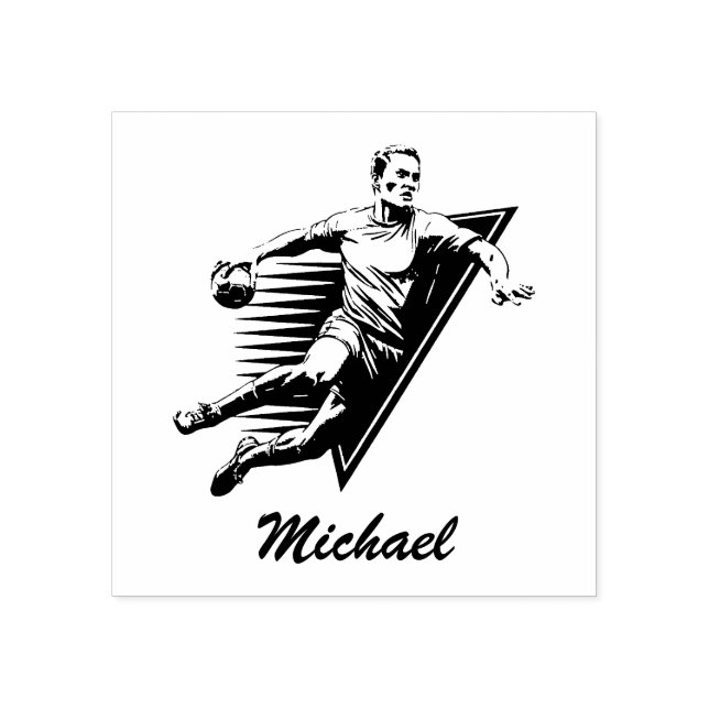 Vintage Trendy Modern Handball Player Personalized Rubber Stamp (Imprint)