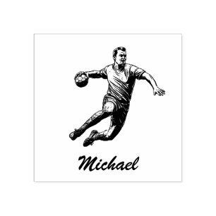 Vintage Trendy Modern Handball Player Personalized Rubber Stamp
