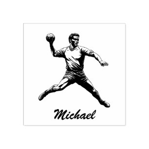 Vintage Trendy Modern Handball Player Personalized Rubber Stamp