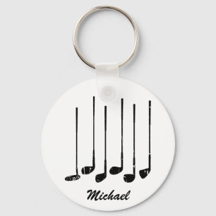 Vintage Trendy Modern Personalized Golf sticks     Keychain