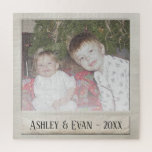 Vintage Trendy Photo Frame with One Photo Jigsaw Puzzle<br><div class="desc">A vintage and trendy design with a retro picture border that you can add your favorite selfie or portrait of a friend. Add one horizontal picture to this cute holiday decor - perfect for the kids. A retro design that will take you back to the days of taking photos with...</div>