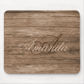 Vintage Trendy Rustic Monogram Wood Designed Mouse Pad