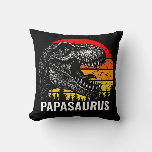 Vintage Trex Papasaurus Throw Pillow (Front)