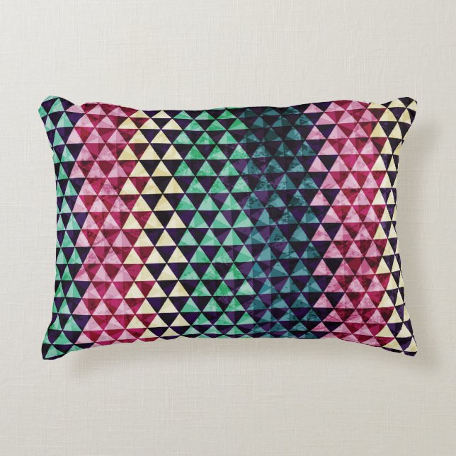 Vintage Triangle Geometric Seamless Pattern Accent Pillow (Front)