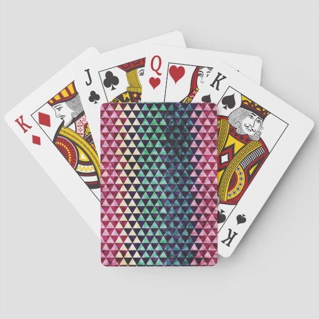 Vintage Triangle Geometric Seamless Pattern Playing Cards (Back)