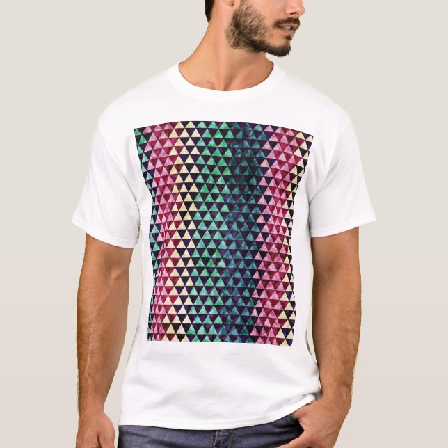 Vintage Triangle Geometric Seamless Pattern T-Shirt (Front)