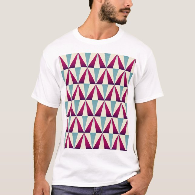 Vintage triangle geometric seamless pattern. T-Shirt (Front)