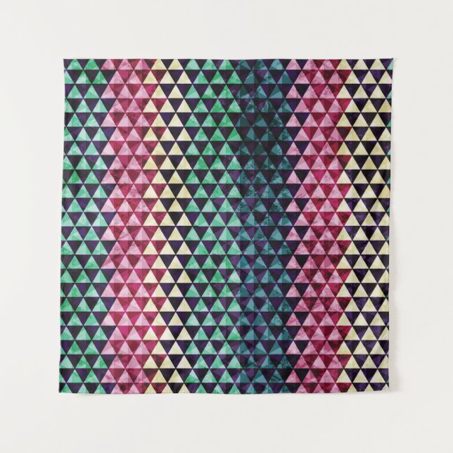 Vintage Triangle Geometric Seamless Pattern Tapestry (Front)