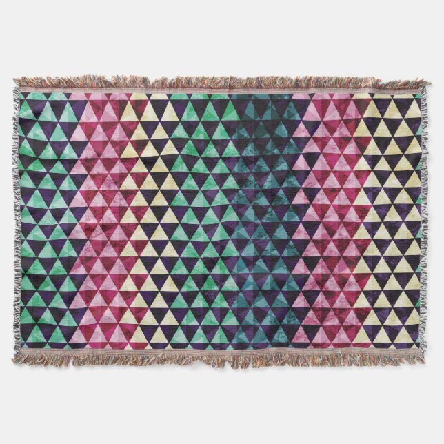 Vintage Triangle Geometric Seamless Pattern Throw Blanket (Front)