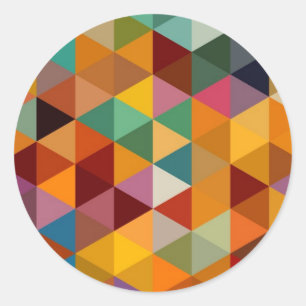 Vintage Triangles Pattern Background. Classic Round Sticker