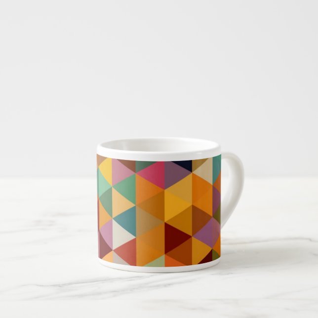 Vintage Triangles Pattern Background. Espresso Cup (Front Right)