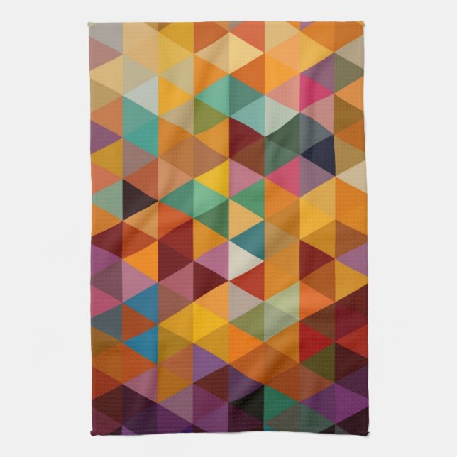 Vintage Triangles Pattern Background. Kitchen Towel (Vertical)