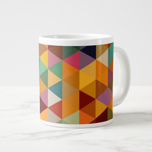 Vintage Triangles Pattern Background. Large Coffee Mug (Front Right)