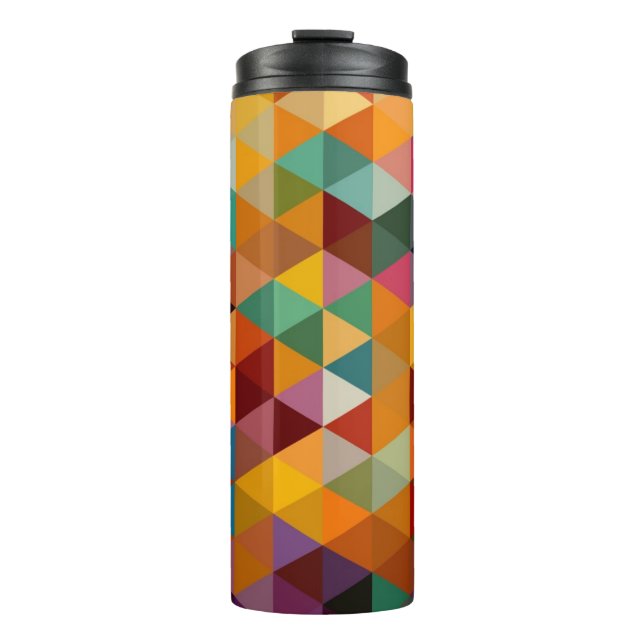 Vintage Triangles Pattern Background. Thermal Tumbler (Front)
