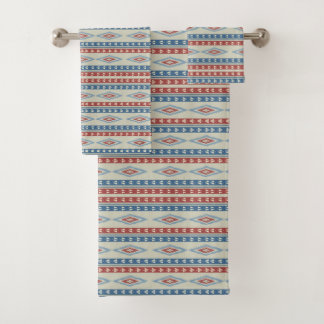 Vintage Tribal Arrows In Red And Blue Bath Towel Set
