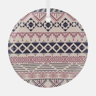 Vintage tribal Aztec background, ethnic pattern. Glass Ornament