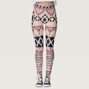 Vintage tribal Aztec background, ethnic pattern. Leggings