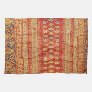 Vintage Tribal Diamonds Pattern Red Kitchen Towel