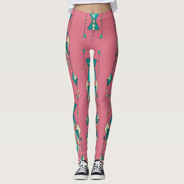 Vintage Tribal: Ethnic Seamless Pattern Leggings (Front)