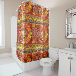 Vintage Tribal Geometric Shower Curtain 