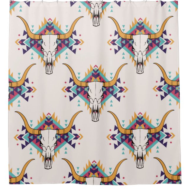 vintage tribal seamless pattern with bull skull an (Front)