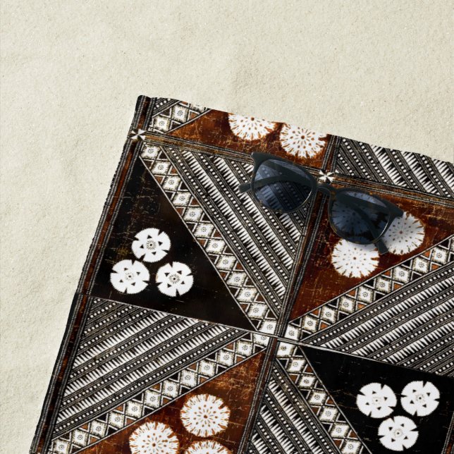 Vintage Tribal Tapa Pattern from Fiji Beach Towel (In Situ)