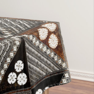 Vintage Tribal Tapa Pattern from Fiji Tablecloth