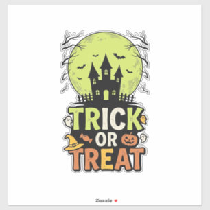 Vintage Trick or Treat Haunted House Halloween Des