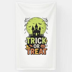 Vintage Trick or Treat Haunted House Halloween Des Banner