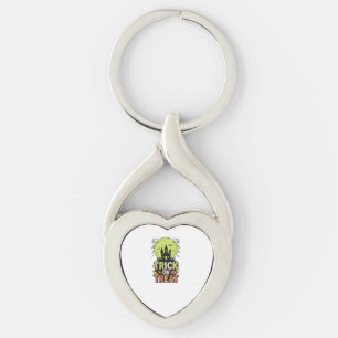 Vintage Trick or Treat Haunted House Halloween Des Keychain