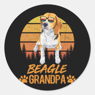 Vintage Tricolor Beagle Dog Grandpa Paw Dad Father Classic Round Sticker