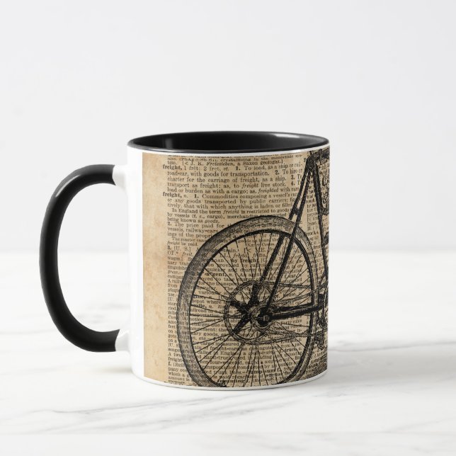 Vintage Tricycle Dictionary Art Bicycle Quote Mug (Left)