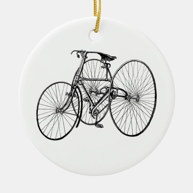 Vintage Tricycle - Three wheel bicycle Ceramic Ornament (Front)