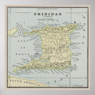 Vintage Trinidad Island Map (1901) Poster