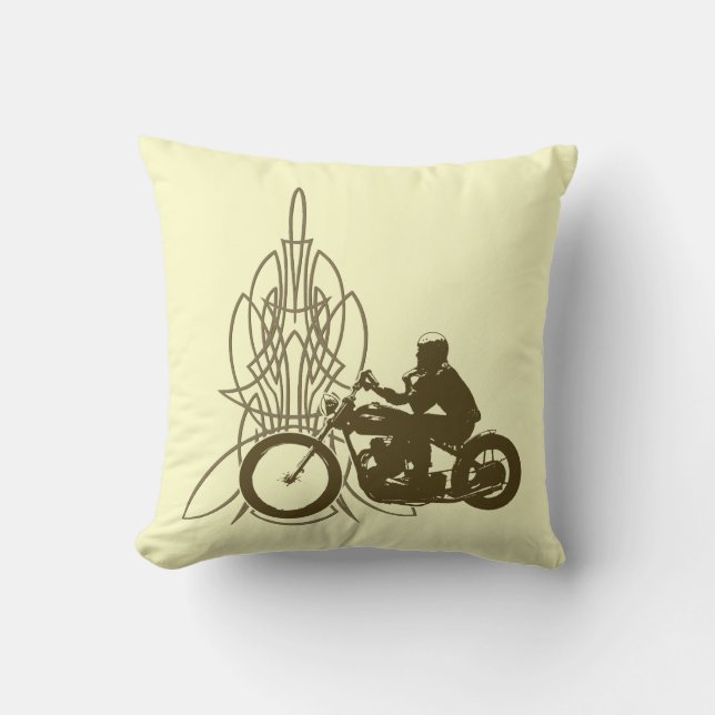 Vintage Triumph Riding Throw Pillow (Front)
