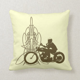 Vintage Triumph Riding Throw Pillow