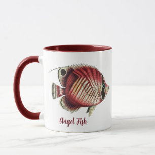 Vintage Tropical Angel Fish Personalised Mug