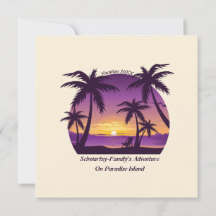 Vintage Tropical Beach Summer Sunset Palm Tree Invitation
