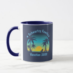 Vintage Tropical Beach Summer Sunset Palm Tree Mug